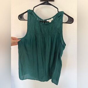 fun 2 fun Teal Green Smocked Yoke Sleeveless Camisole
